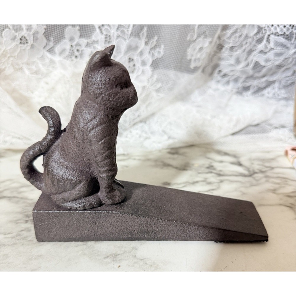 Cast Iron Cute Kitty Door Stop Decorative Kitty Heavy Duty (3322)